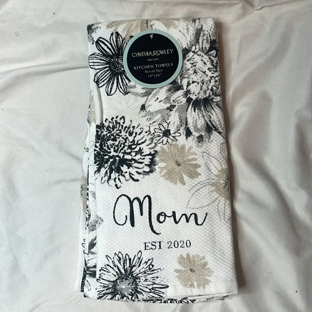 Cynthia Rowley Mom Established 2020 Kitchen Towels. Set of Two.